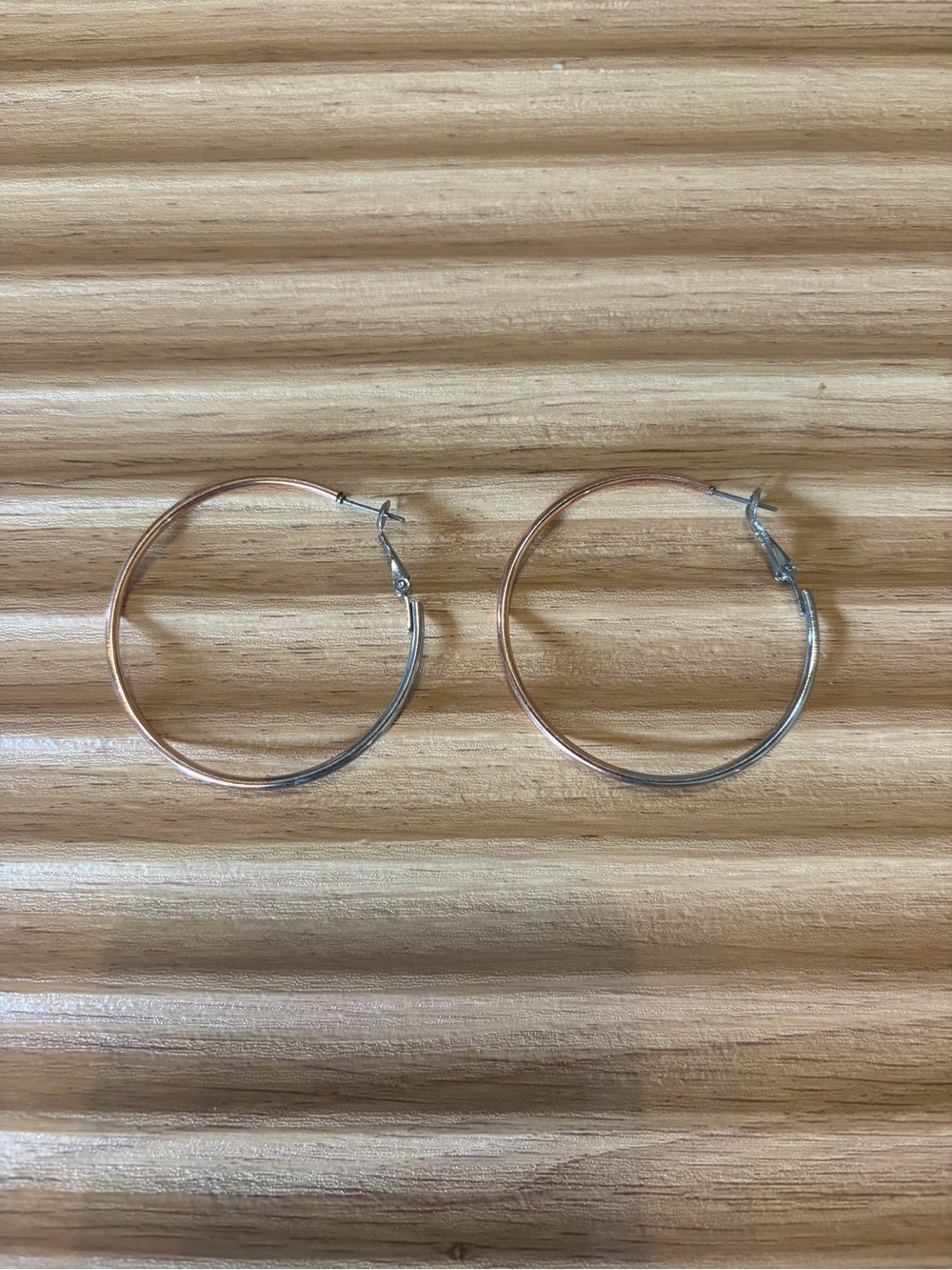 Two Tone Rose Gold & Silver Hoop Earrings